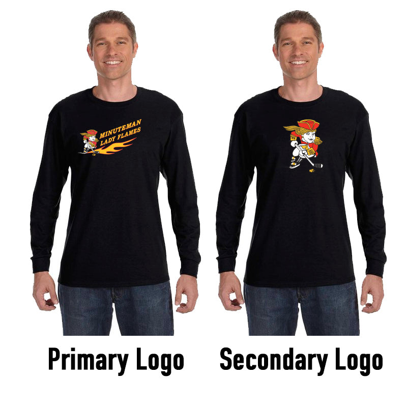 Lady Flames Gildan Long Sleeve T-Shirt in Black or Grey