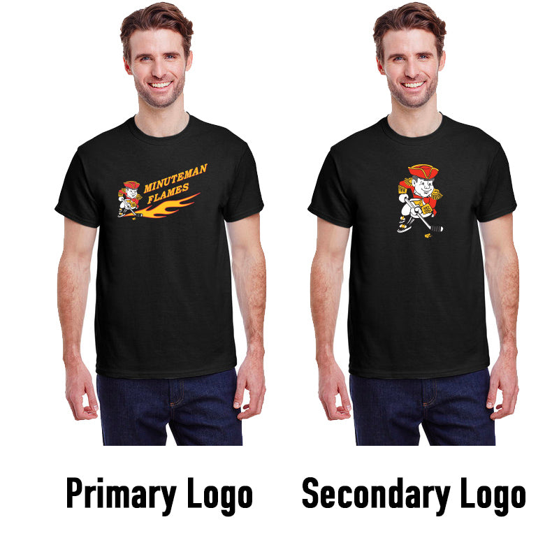 Minuteman Flames Gildan T-Shirt in Black or Grey