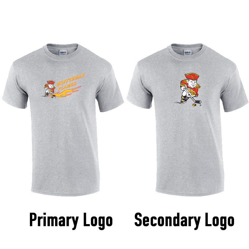 Minuteman Flames Gildan T-Shirt in Black or Grey