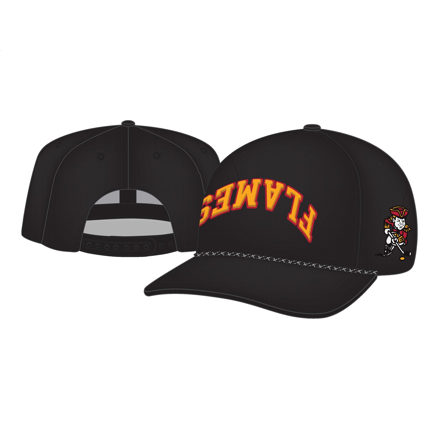 Minuteman Flames Backhand Rope Hat in Black