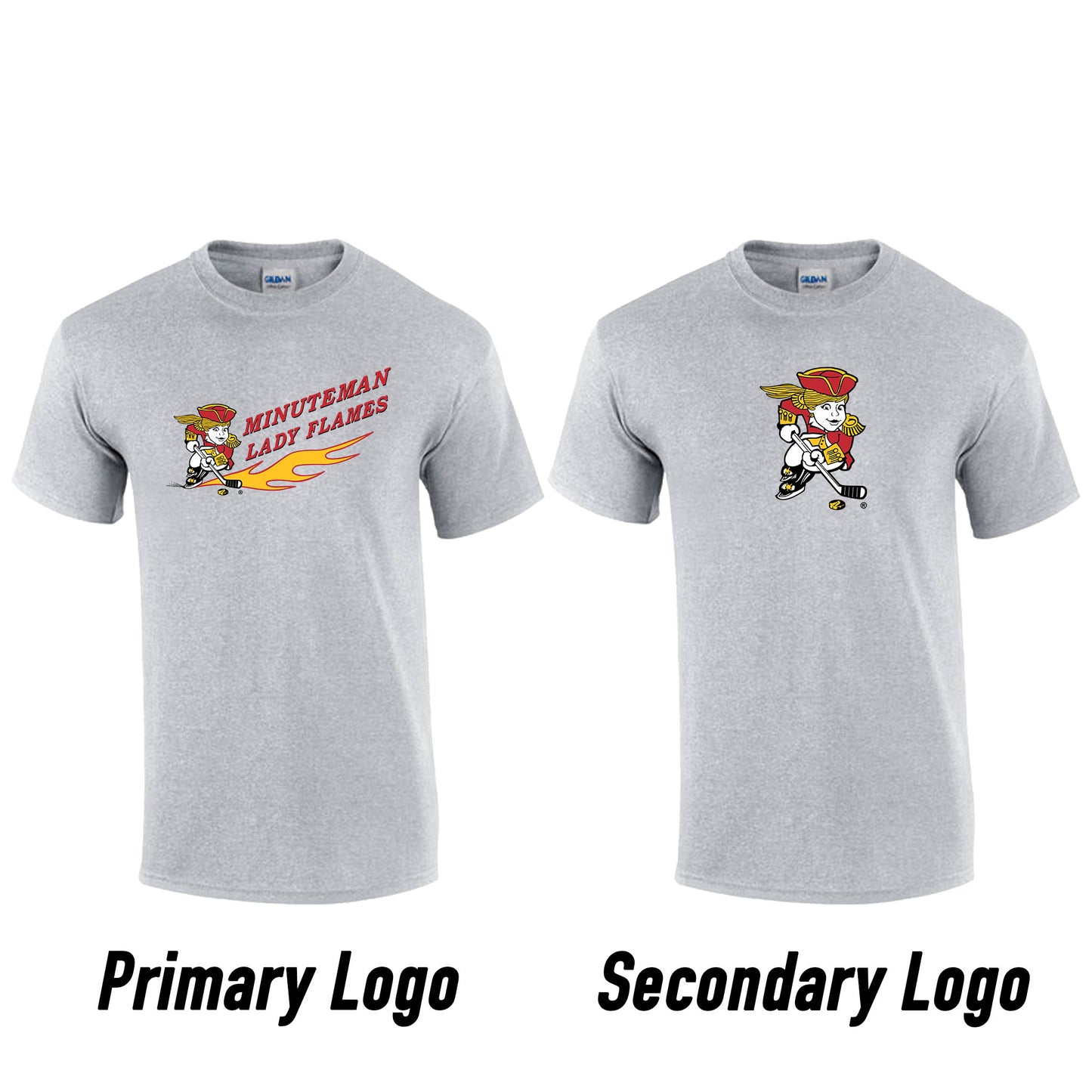 Minuteman Flames or Lady Flames Gildan T-Shirt in Black or Grey