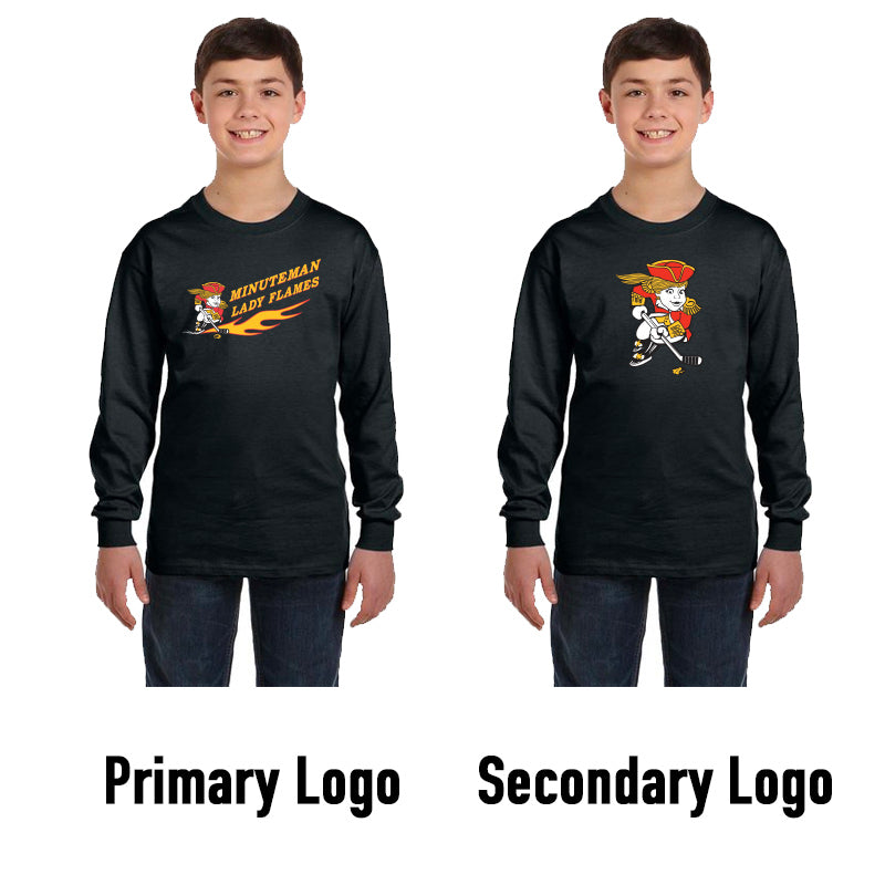 Lady Flames Gildan Long Sleeve T-Shirt in Black or Grey