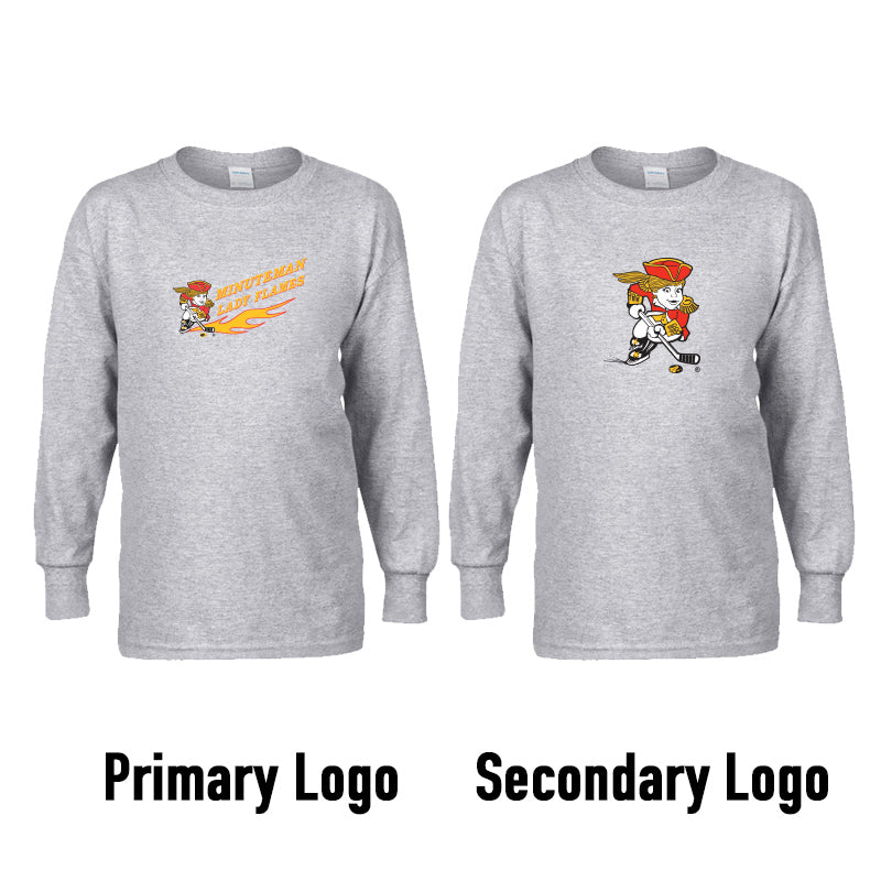 Lady Flames Gildan Long Sleeve T-Shirt in Black or Grey