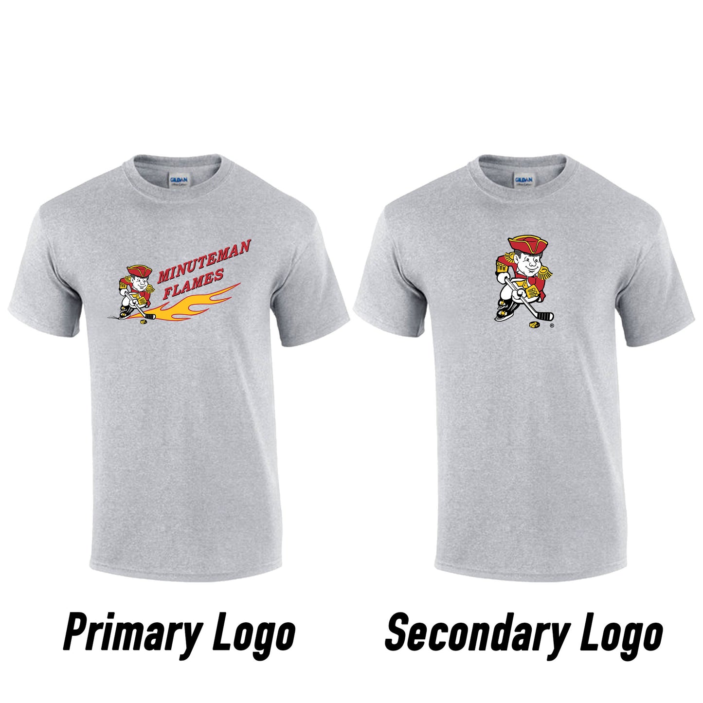 Minuteman Flames or Lady Flames Gildan T-Shirt in Black or Grey