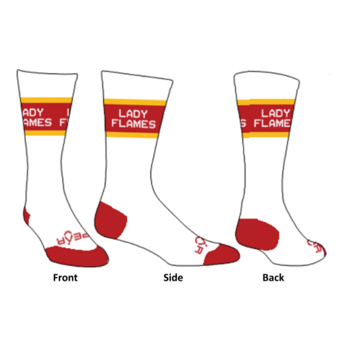 *PRE ORDER* Lady Flames White Crew Sock