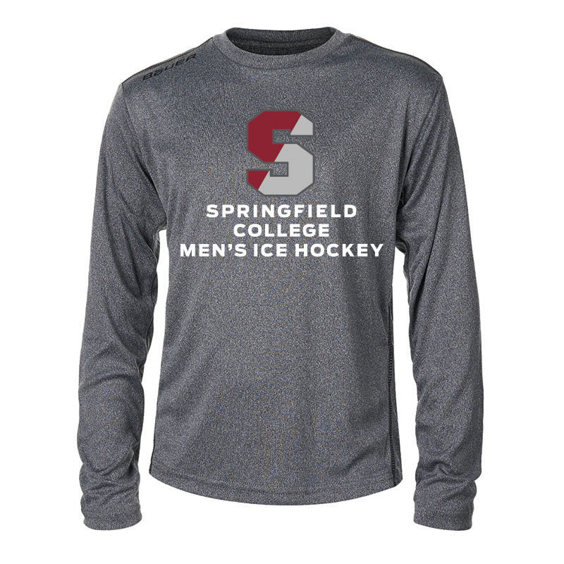 Springfield College Club Hockey Bauer Tech Long Sleeve Tee in Grey