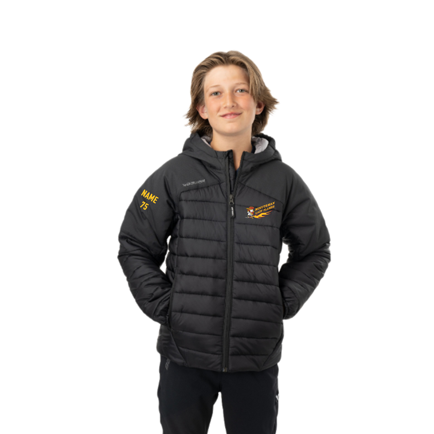 *PRE ORDER* S24 Minuteman Flames or Lady Flames Bauer Puffer Jacket in Black
