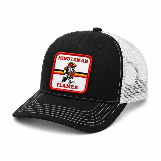 Minuteman Flames or Lady Flames Mesh Back Cap in Black / White