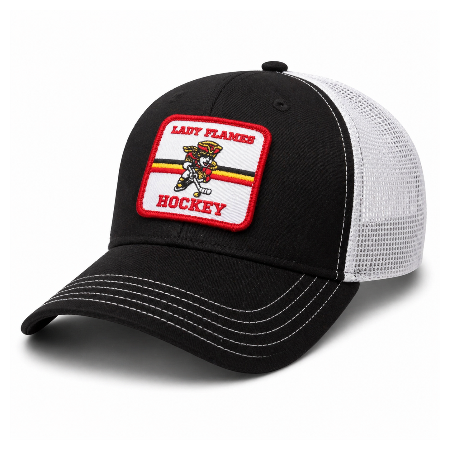 Minuteman Flames or Lady Flames Mesh Back Cap in Black / White