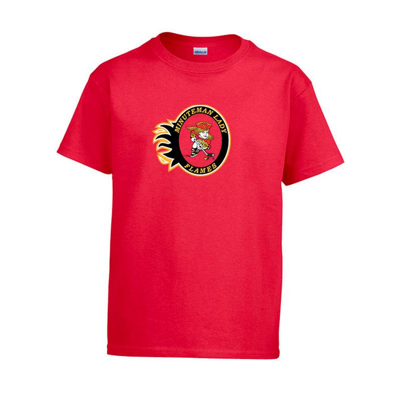 Minuteman Flames or Lady Flames Gildan Cotton Tee in Red