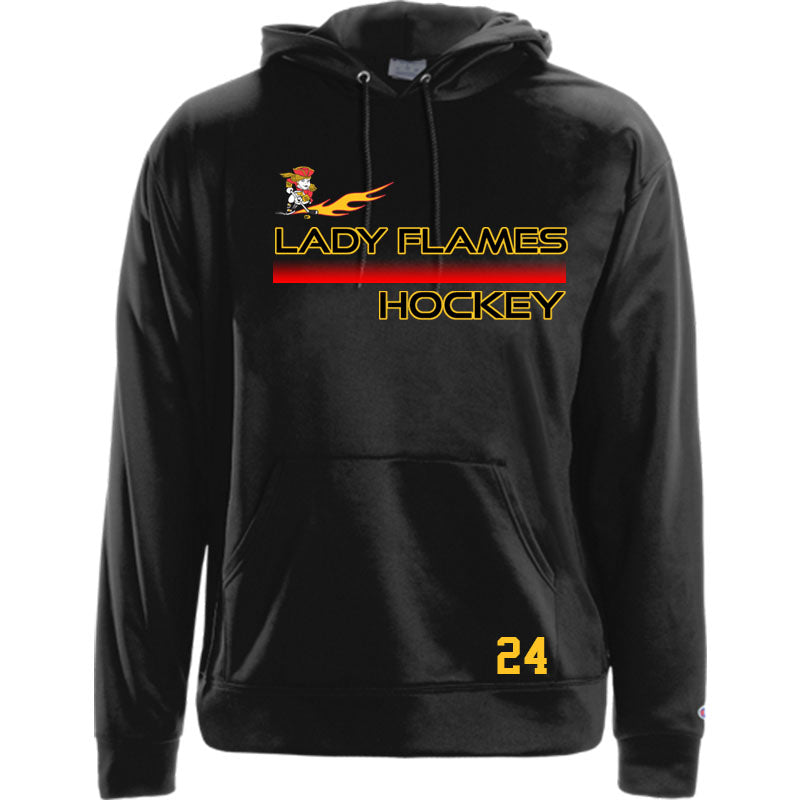Minuteman Flames or Lady Flames Youth and Adult Champion Electric Tech Hoody in Black