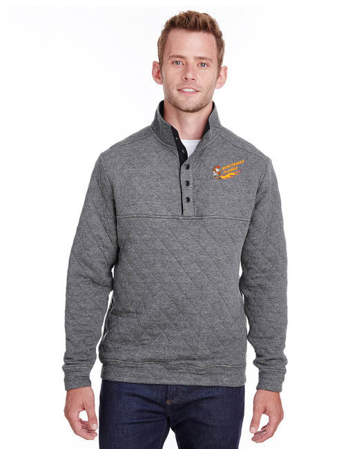 Adult Minuteman Flames Quilted Snap Pullover in Grey