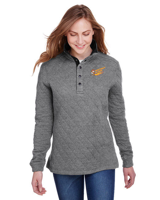 Women's Minuteman Flames or Lady Flames Quilted Snap Pullover in Grey